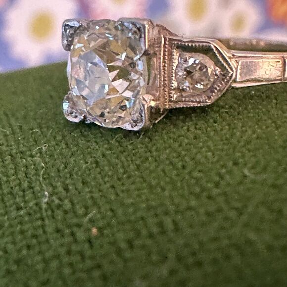 Edwardian Old European Cut Diamond Ring 1.26 Cttw -18k - Picture 7 of 7